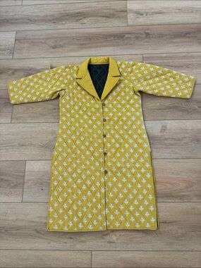 Mustard Yellow Cotton Quilted Long Coat